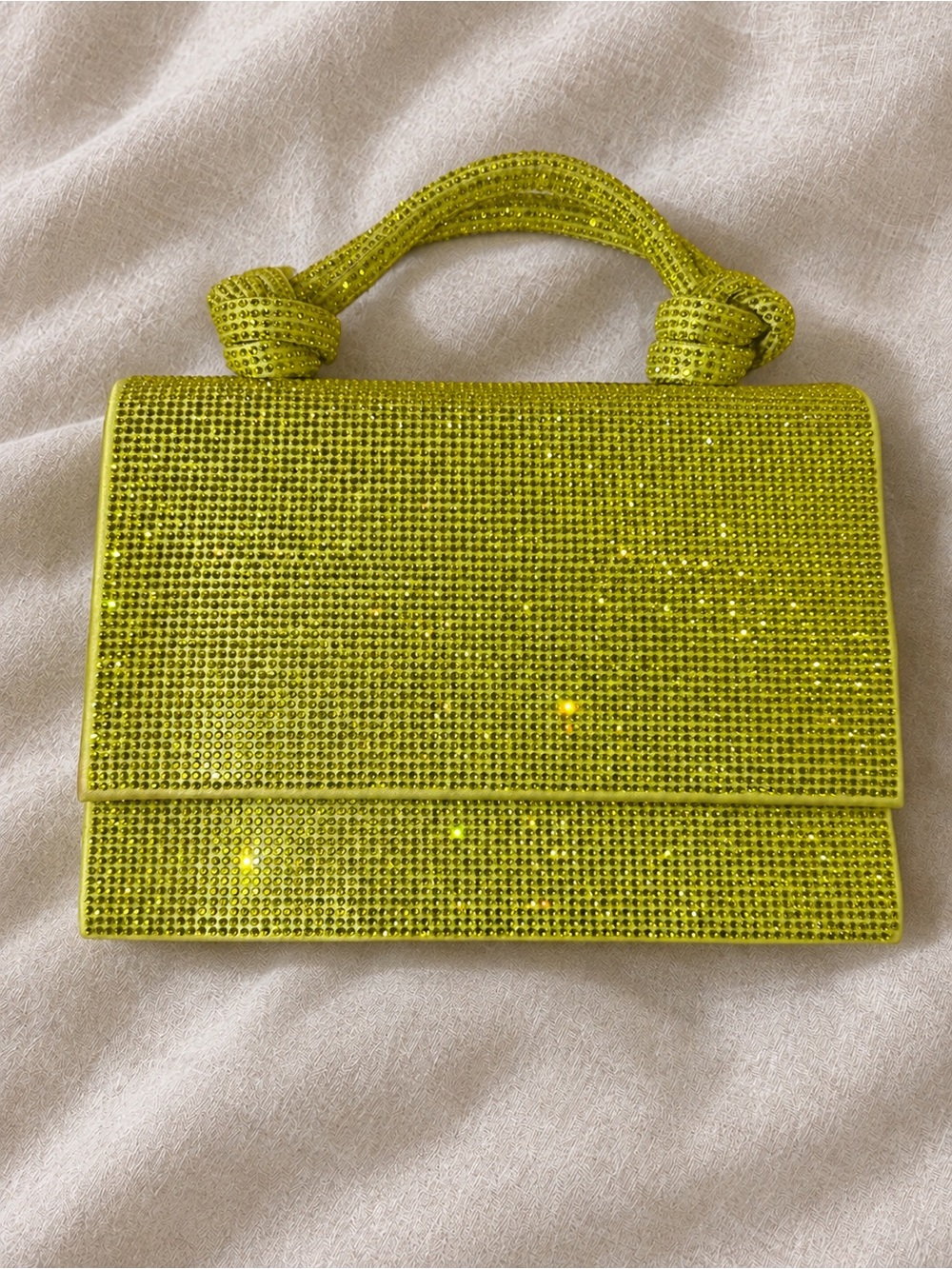 Zara Lime Crystal Top-Handle Mini Bag